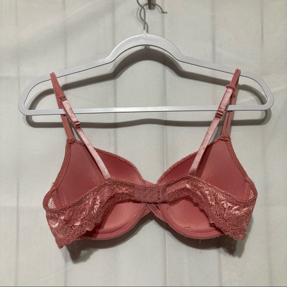 bebe Womens Push-Up Bra 38C Pink Lace Logo Criss Cross - Picture 2 of 6